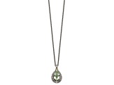 Sterling Silver Antiqued with 14K Accent Diamond and Green Quartz Necklace