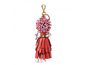 Prada Trick Pelle Key Chain Ring Bag Charm Doll Wendy Red Pink Leather