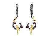 Garnet Rhodium Over Sterling Silver Nature Inspired Robin Earrings