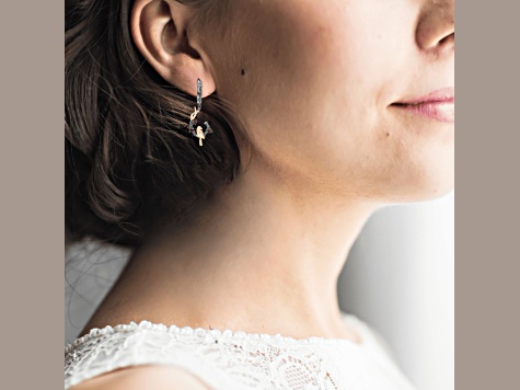 Garnet Rhodium Over Sterling Silver Nature Inspired Robin Earrings