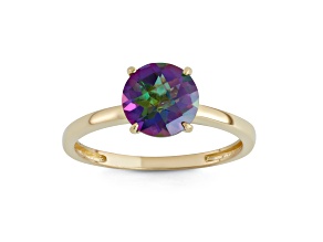 Round Mystic Fire® Green Topaz 10K Yellow Gold Ring 2.00ctw