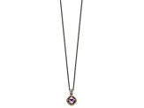 Sterling Silver Antiqued with 14K Accent Amethyst Necklace
