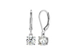 Moissanite Platineve Plated Sterling Silver Round Leverback Earrings 0.90ctw