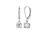 Moissanite Platineve Plated Sterling Silver Round Leverback Earrings 0.90ctw