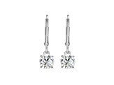 Moissanite Platineve Plated Sterling Silver Round Leverback Earrings 0.90ctw