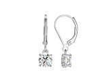Moissanite Platineve Plated Sterling Silver Round Leverback Earrings 0.90ctw