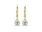 Moissanite 18k Yellow Gold Plated Sterling Silver Round Leverback Earrings 0.90ctw