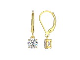 Moissanite 18k Yellow Gold Plated Sterling Silver Round Leverback Earrings 0.90ctw