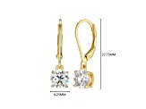 Moissanite 18k Yellow Gold Plated Sterling Silver Round Leverback Earrings 0.90ctw
