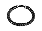 Invicta Jewelry Men's Black Plated Stainless Steel Curb Chain Bracelet (8.5mm) - 8.5"