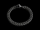 Invicta Jewelry Men's Black Plated Stainless Steel Curb Chain Bracelet (8.5mm) - 8.5"
