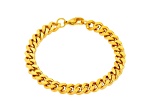 Invicta Jewelry Men's Yellow Plated Stainless Steel Curb Chain Bracelet (8.5mm) - 8.5"