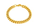 Invicta Jewelry Men's Yellow Plated Stainless Steel Curb Chain Bracelet (8.5mm) - 8.5"