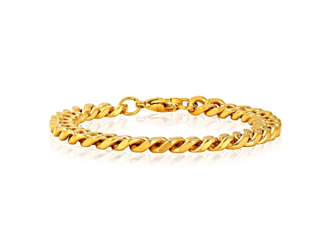 Invicta Jewelry Men's Yellow Plated Stainless Steel Curb Chain Bracelet (8.5mm) - 8.5"