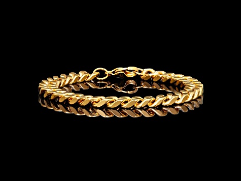 Invicta Jewelry Men's Yellow Plated Stainless Steel Curb Chain Bracelet (8.5mm) - 8.5"