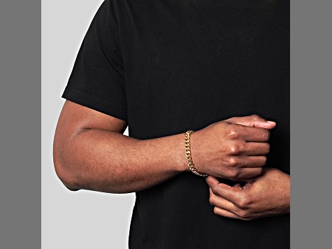Invicta Jewelry Men's Yellow Plated Stainless Steel Curb Chain Bracelet (8.5mm) - 8.5"