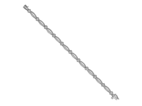 14K White Gold Lab Grown Diamond Flower Link Bracelet