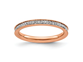 14K Rose Gold Over Sterling Silver Stackable Expressions and Diamonds Ring 0.195ctw