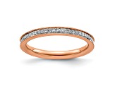 14K Rose Gold Over Sterling Silver Stackable Expressions and Diamonds Ring 0.195ctw