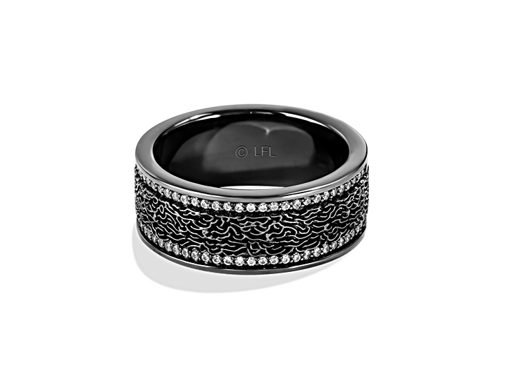 Star Wars™ Fine Jewelry In Carbonite White Diamond Black Rhodium Over Silver Mens Ring 0.20ctw