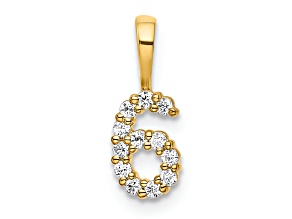 14k Yellow Gold Diamond Number 6 Pendant