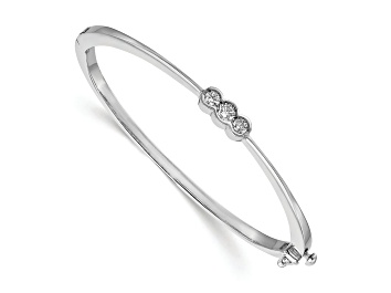 Picture of Rhodium Over 14k White Gold 6mm Diamond Hinged Bangle 0.48ctw