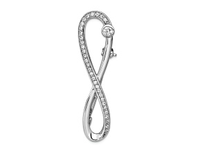 Rhodium Over Sterling Silver Cubic Zirconia Infinity Symbol Pin Brooch