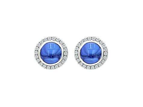 14K White Gold Round Tanzanite and Diamond Earrings 3.28ctw