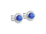 14K White Gold Round Tanzanite and Diamond Earrings 3.28ctw