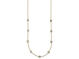 10k Yellow Gold Polished Cable Chain Cubic Zirconia 7 Station 18 Inch Necklace