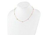 10k Yellow Gold Polished Cable Chain Cubic Zirconia 7 Station 18 Inch Necklace
