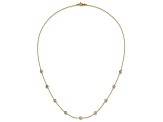 10k Yellow Gold Polished Cable Chain Cubic Zirconia 7 Station 18 Inch Necklace