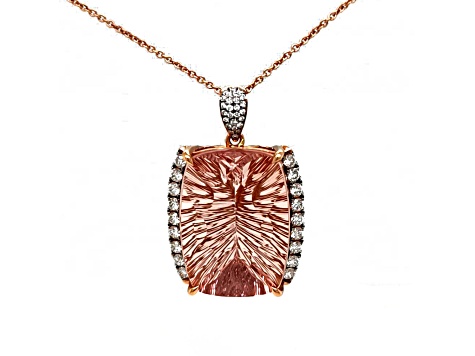 39.80 Ctw Morganite and 1.10 Ctw White Diamond Pendant in 18K RG