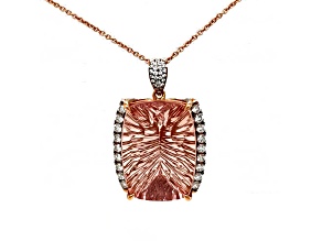39.80 Ctw Morganite and 1.10 Ctw White Diamond Pendant in 18K RG