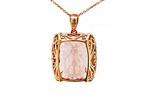 39.80 Ctw Morganite and 1.10 Ctw White Diamond Pendant in 18K RG