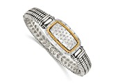 Sterling Silver with 14K Gold Over Sterling Silver Oxidized 1/4ct. Diamond Bangle Bracelet