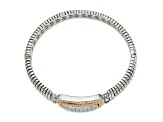 Sterling Silver with 14K Gold Over Sterling Silver Oxidized 1/4ct. Diamond Bangle Bracelet