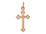 14K Rose Gold Small Diamond Budded Cross Pendant