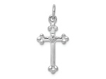 Rhodium Over 14K White Gold Small Diamond Budded Cross Pendant
