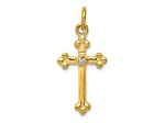 14K Yellow Gold Small Diamond Budded Cross Pendant