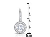 Clear Cubic Zirconia, Rhodium Plated over Sterling Silver Leverback Drop Earrings