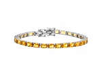 Cushion Citrine Rhodium Over Sterling Silver Tennis Bracelet 11cttw