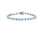 Cushion Sky Blue Topaz Rhodium Over Sterling Silver Tennis Bracelet 15cttw