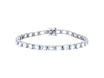Cushion White Topaz Rhodium Over Sterling Silver Tennis Bracelet 17cttw
