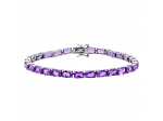 Cushion Amethyst Rhodium Over Sterling Silver Tennis Bracelet 11Cttw