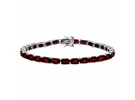 Cushion Garnet Rhodium Over Sterling Silver Tennis Bracelet 17cttw