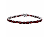 Cushion Garnet Rhodium Over Sterling Silver Tennis Bracelet 17cttw