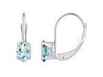 6x4mm Oval Aquamarine Rhodium Over 10k White Gold Drop Earrings