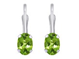 6x4mm Oval Peridot Rhodium Over 10k White Gold Drop Earrings