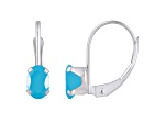 6x4mm Oval Turquoise Rhodium Over 10k White Gold Drop Earrings